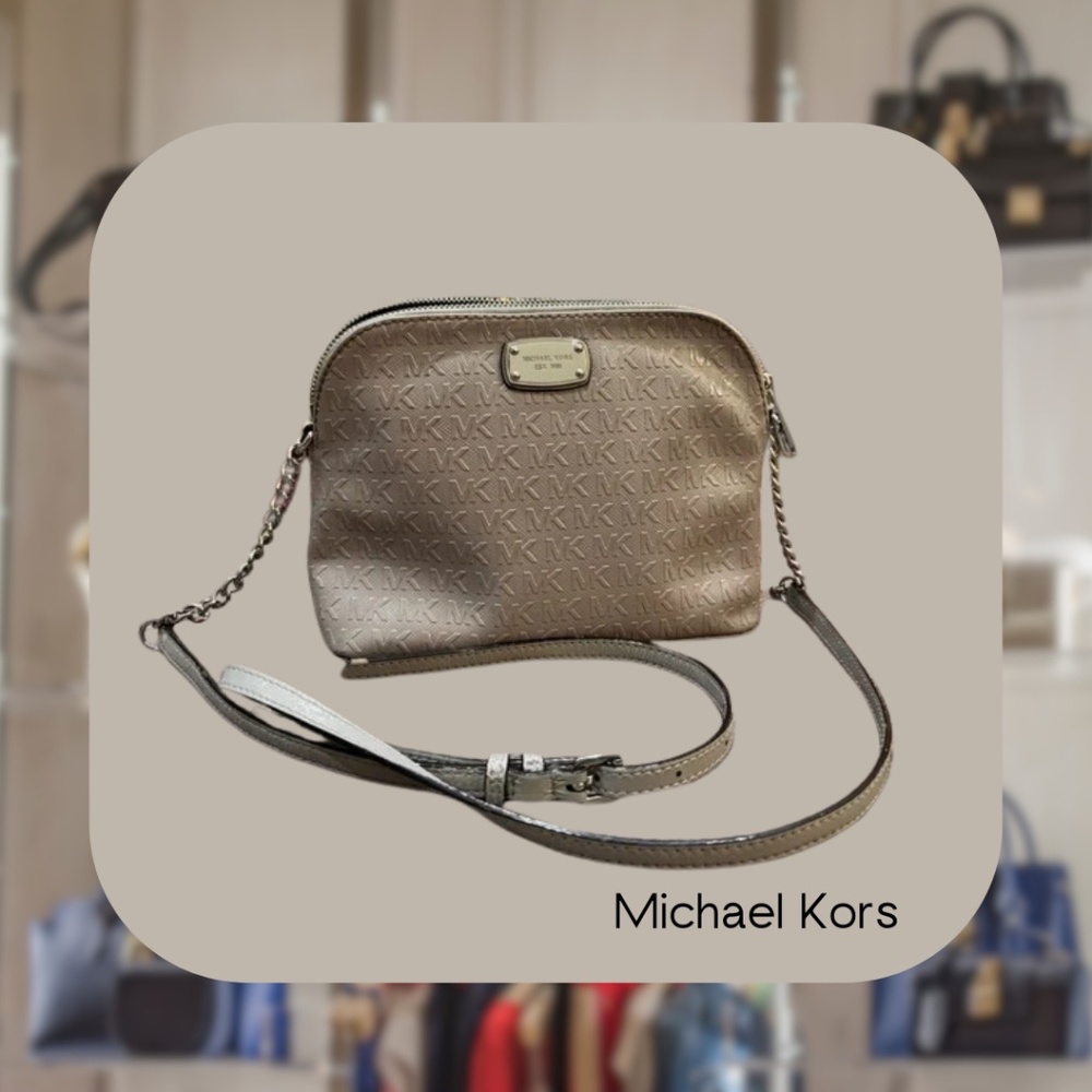 Gray Michael Kors Embossed Logo Crossbody Bag